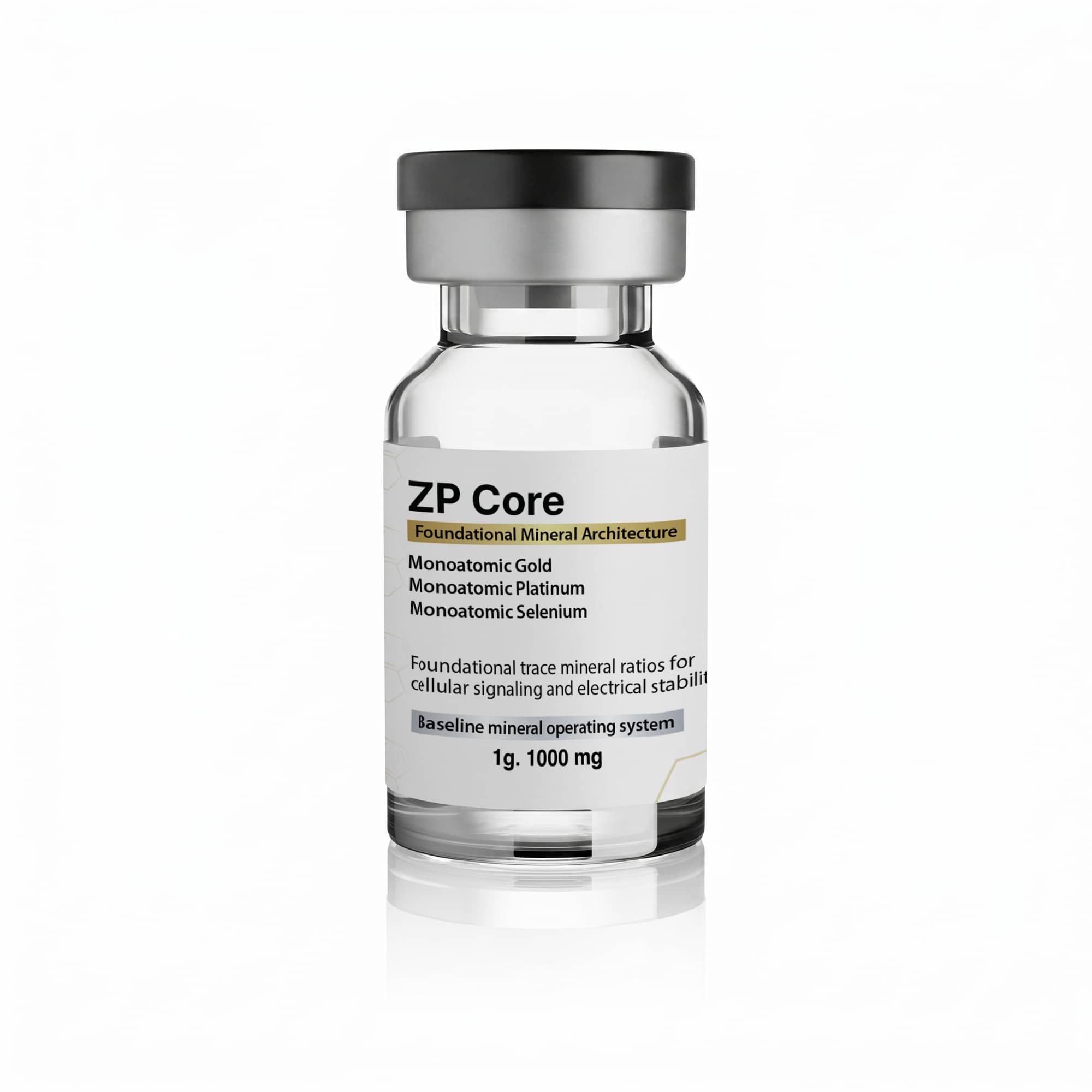 Official ZP Core 1g mineral vial with Foundational Mineral Architecture label